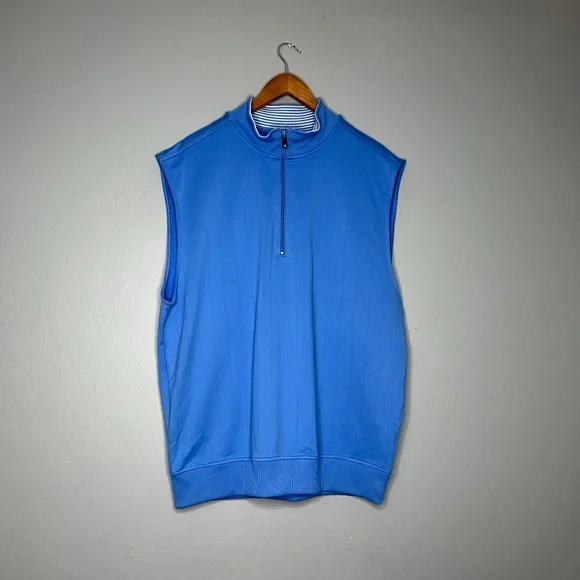 FootJoy Mens Bright Blue Golf Quarter Zip Pullover Vest - Picture 1 of 4